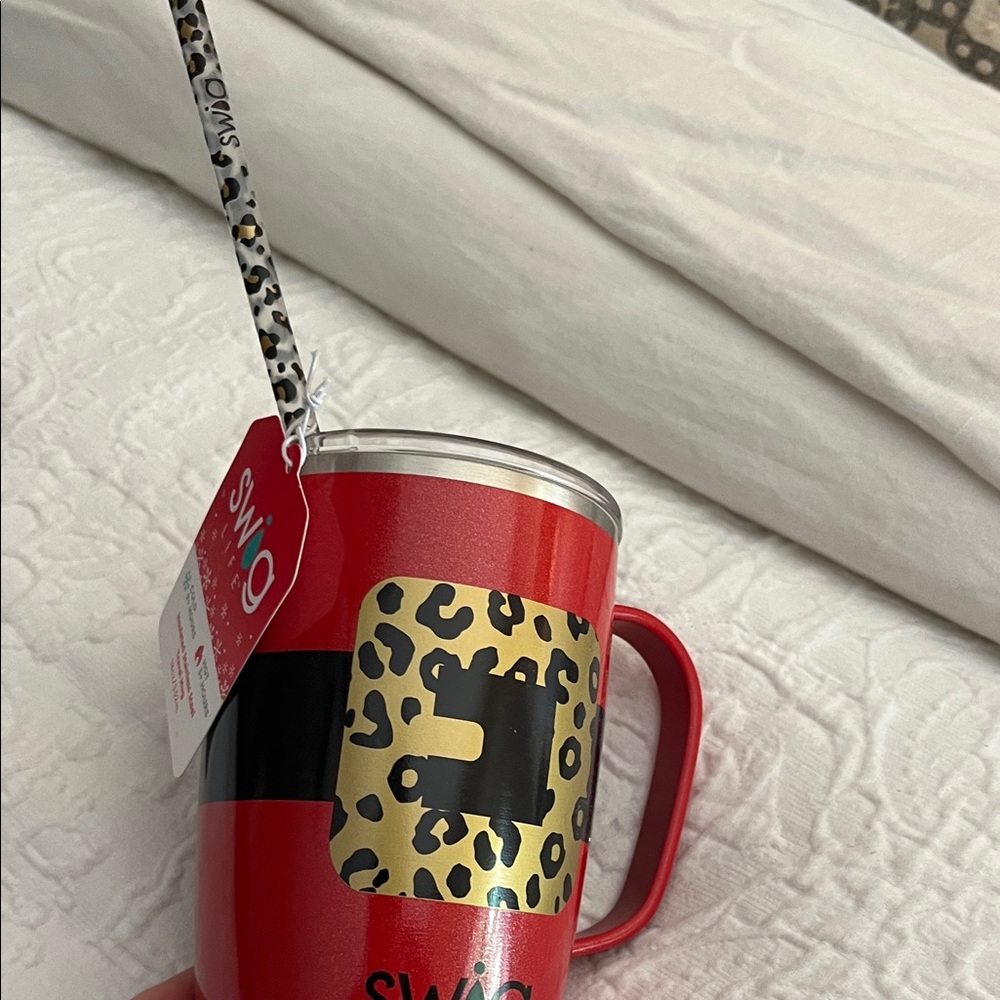 Swig Red and Gold Leopard Print Tumbler